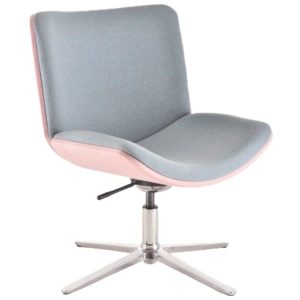 square chair in two tone grey and pink, with 4 star base, front view