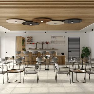 bistro look with tables and arty chairs
